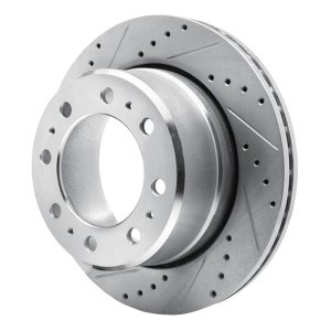 Dodge Ram 4000 Brake Rotor (1) - Rear Left - R1 Concepts - Drilled & Slotted - Silver - `09-`25